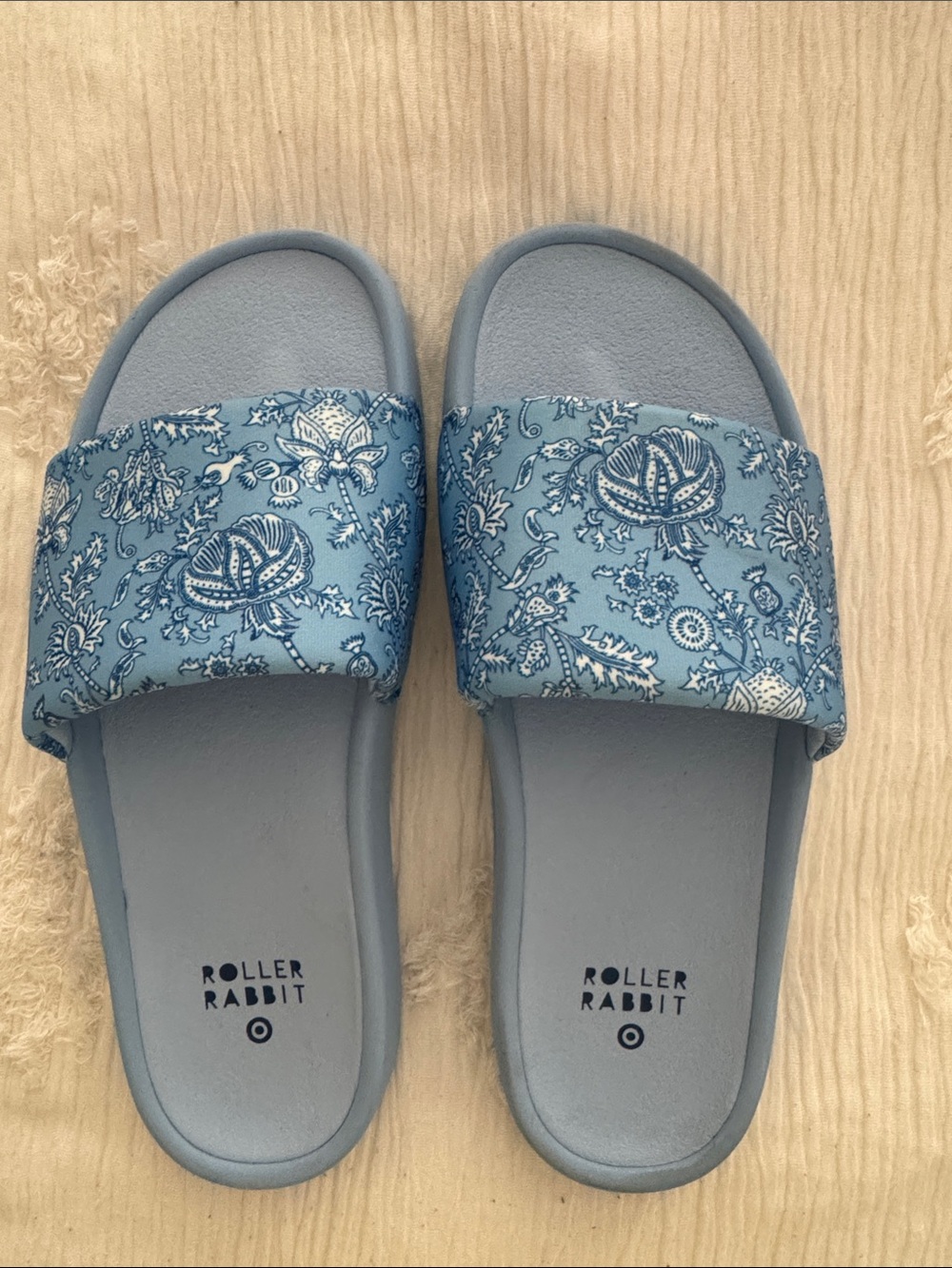 Roller Rabbit Sky Blue Paisley Slide Sandals